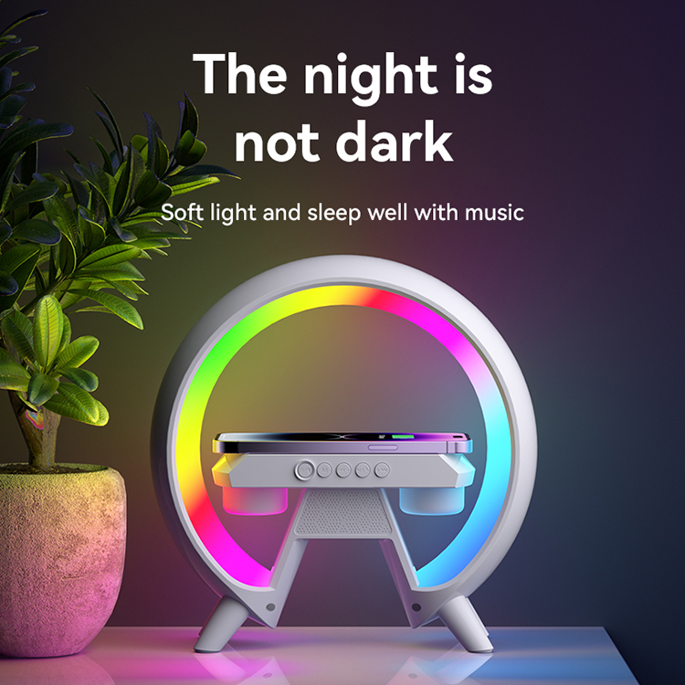 Smart Light Sound Machine led lampalarm clock g shaped wireless Charger Atmosphere Light1-hongtuo.cc